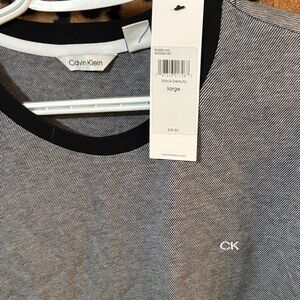 Calvin Klein Black and Gray Striped T-Shirt
